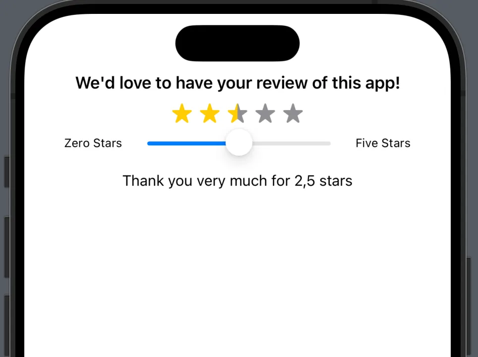 Sterne-Rating mit partieller Füllung